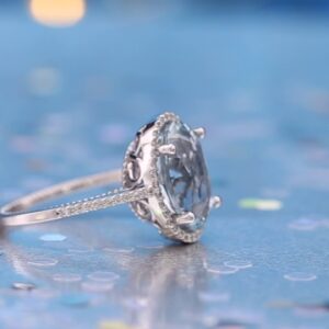 Aquamarine Halo Engagement Ring