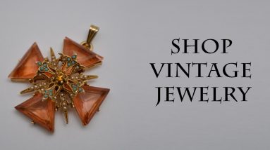 Vintage cross pendant gold topaz pearl turquoise Victorian jewelry 1960s, Gift for Women