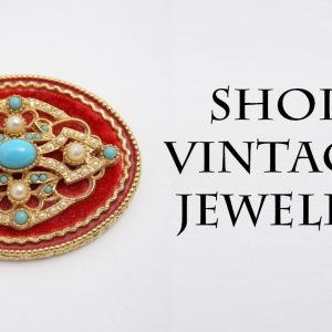 Vintage brooch pin oval gold red velvet pearl turquoise,Art victorian jewelry 1960s Mens Womens Gift