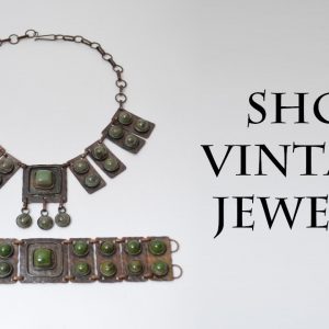 Vintage copper necklace & bracelet European Unique jewelry set 1940s