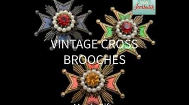 Vintage cross pins brooches 1960s jewelry, Men’s gifts