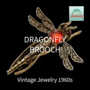Dragonfly insect brooch pin, Vintage jewelry 1960s