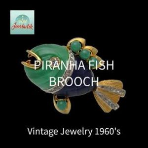 Piranha Fish brooch pin 1960s, Hattie Carnegie Rare Collectible Vintage jewelry