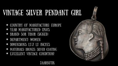 EUROPEAN VINTAGE SILVER PENDANT GIRL 1950’S WOMEN'S JEWELRY, DESIGNER SOR TIBOR