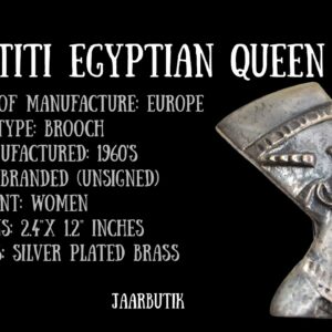 NEFERTITI EGYPTIAN QUEEN BROOCH, VINTAGE JEWELRY 1960'S